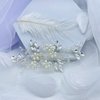 MirthCity Bride Wedding Hair Comb Pearl Flower Bead Bride Hair Pieces Handmade Rhinestone Leaf Flower Girl Hair Accessories for Women