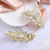 E EMZHOLE Luxury Hair Barrettes Crystal Flower Hairpin Spring Clip Baroque Alloy Bridal Bridesmaid Headdress