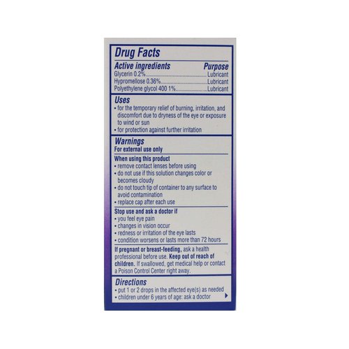 Visine Dry Eye Relief Tired Eye Lubricant Eye Drops, Moisturizing & Soothing Sterile Drops for Irritated, Dry & Tired Eyes Due to Screen Time Irritation, Polyethylene Glycol, 0.5 fl. Oz (Pack of 3)