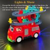 NEXTAKE 2 in 1 Fire Engine Slide Toy Set, Automatic Slide Down Duck Toy Race Track Toy Rotating Ferris Wheel Toy Duck Slide Toy Fire Truck Toy with Universal Wheel, Movable Eyes, Music & Lights