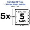 Avery 5-Tab Extra Wide Binder Dividers, Easy Print & Apply Clear Label Strip, Index Maker,White, 5 Sets (11440)