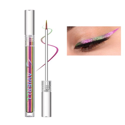 Corlo Glitter Liquid Eyeliner Multichrome Eyeshadow Waterproof Long Wearing, Blue Purple Shifting Colorful Multi-Reflective Eye Shadow Metallic Eyeshadow Glitter Eye Liner Smudge-proof (0-6)