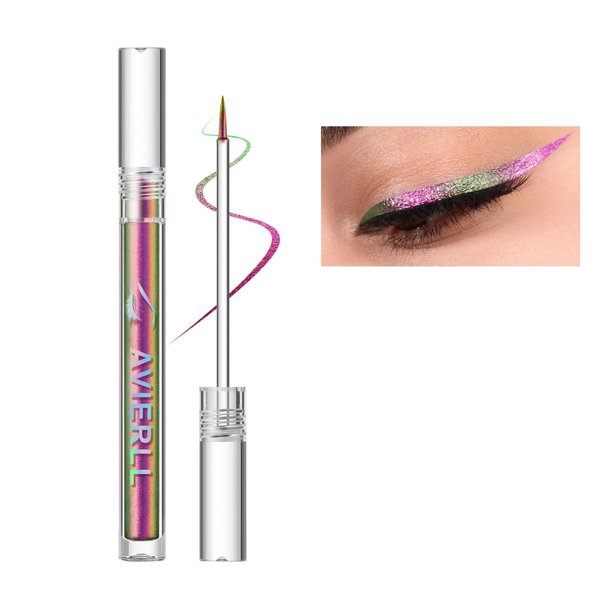 Corlo Glitter Liquid Eyeliner Multichrome Eyeshadow Waterproof Long Wearing, Blue Purple Shifting Colorful Multi-Reflective Eye Shadow Metallic Eyeshadow Glitter Eye Liner Smudge-proof (0-6)