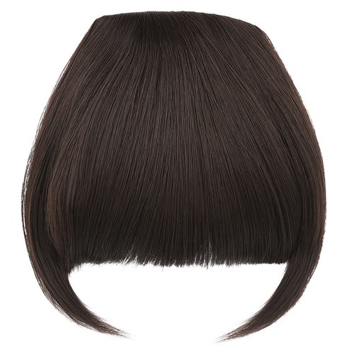 Rose bud Bangs Hair Clip in Bangs Hair Extensions Synthetic Flat Bang with Temples Front Face Fringe Bangs Hair Pieces for Women