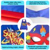 D.Q.Z Kids Superhero Cape and Mask for Girls Boys, Super Hero Dress Up Cape, Birthday Party Gifts for 3+ Years Old Children (Blue-Red)