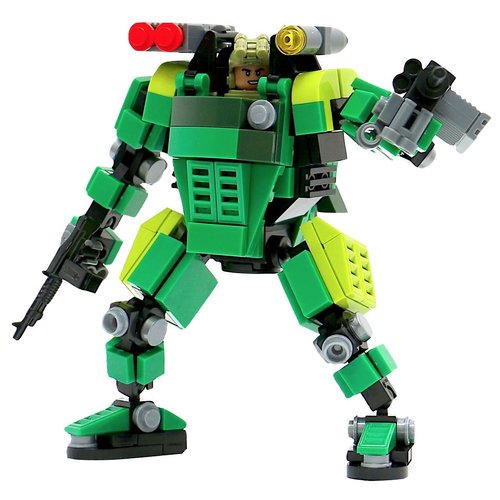 MyBuild Mecha FRMAE 5 Mech Suit Building Sets Toy Building Block Green Trooper MF05-G01