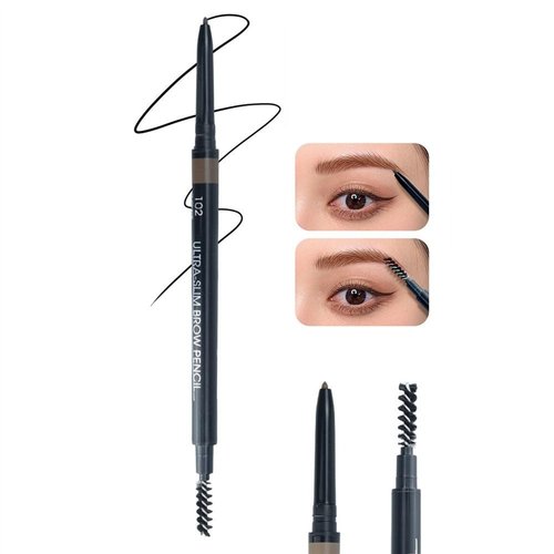 Go Ho Waterproof Brown Eyebrow Pen with Brush,Dual-sided Fine Tip Eyebrow Pencil,Natural-Looking Brows,Long Lasting,Draws Tiny Brow Hairs and Fills in Sparse Ultra-Fine Brow Pen,02 Soft Brown
