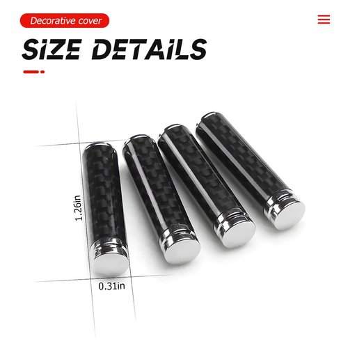BELOMI 4 Pcs Car Door Lock Knobs, Carbon Fiber Auto Door Lock Pin Covers, Decorative Cover for Car Rod Bolt, Door Pull Pins Decor, Universal Vehicle Interior Modification Accessories (Carbon Fiber)