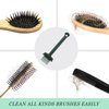 2-in-1 Hair Brush Cleaning Tool, Comb Cleaning Brush Hair Brush Cleaner with Pick and Bristles Hair Brush Remover Rake for Removing Hair Dust, Cute Comb Cleaner Tool for Home and Salon, Green