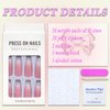 Press on Nails Medium Coffin MABKJLF French Fake Nails Pink Full Cover White Gradient False Nails with Designs Glossy Glue on Nails Acrylic Nails Artificial Nails for Women Girls 24Pcs