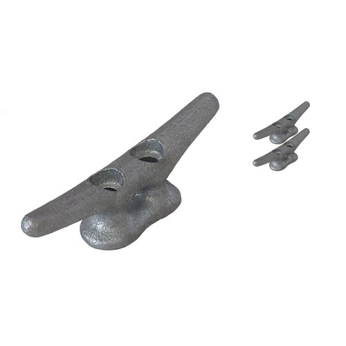 QPuro 4 Inch Dock Cleat - Hot Dipped Galvanized Cast Iron Boat Cleats - Ideal for Marine, Nautical Decor (2-Pack)