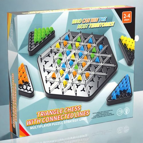 Lesediy Chain Peg Triangle Chess Game - Fun Triggle Rubber Band Board Game Perfect 2 to 4 Palyersf
