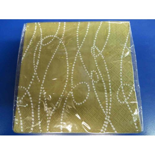 Amscan Decorative Beaded Stripe Party Beverage Paper Napkins (16 Pack), 5 x 5, Gold/White