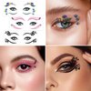 Konsait 24 Sheets Face Eye Tattoos Temporary Eyeshadow Stickers Black Lace Temporary Tattoos for Women Girls Eyeliner Stickers Tattoo Makeup for Halloween Christmas Birthday Masquerade Party
