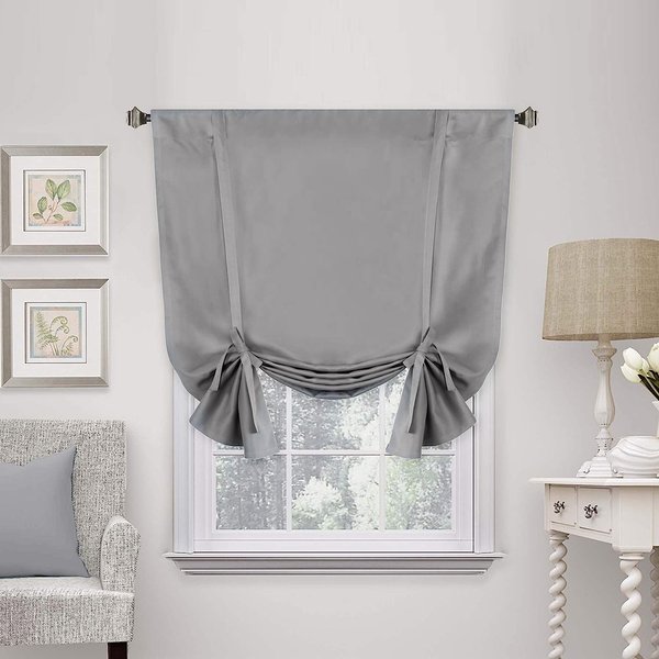 H.VERSAILTEX Blackout Tie Up Curtain Thermal Insulated Curtain Bathroom Curtain Dove Gray Tie Up Shade for Small Window (Rod Pocket Panel, 42 inches W x 63 inches L, Set of 1)