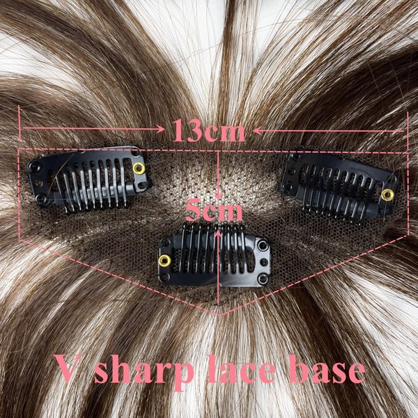 Clip In Baby Hair Bangs Forehead Hairline For Women Straight Natural Human Hair Middle Part Side Bangs Hairpieces Invisible Replacement Fringe Glueless Hair Extensions (Black, 13cm by 5cm)