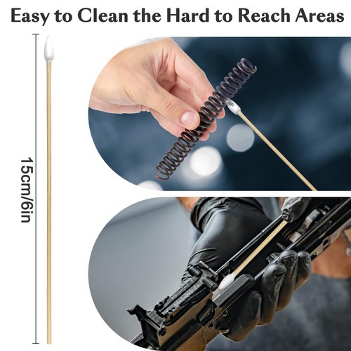 Garrelett 1000 ct Gun Cleaning Swabs - 6-Inch Cotton Swabs with Pointed Tips for Versatile and Effective Cleaning of Guns, Jewelry, and More, Made with Original Cotton and Natural Wood