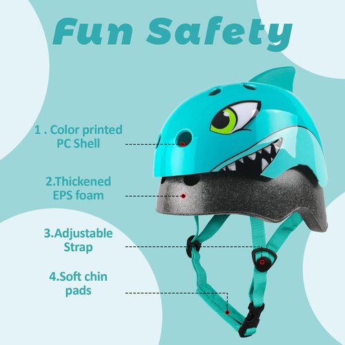 Atphfety Toddler Kids Bike Helmet,Adjustable and Multi-Sport for Bicycle Scooter Skate,2 Sizes,from Toddler to Youth (Blue Shark)