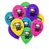 90's Party Supplies - Set of "I Love the 90's" 12 Inch Latex Balloons in Bright Yellow, Blue, Purple, Green, and Pink (20 Pack)