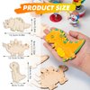 Dinosaur Party Favors - Pre-Packaged Set of 12 DIY Wooden Dinosaur Painting Set with Paint & Personalized Cards