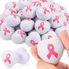 Tradder 36 Pcs Pink Ribbon Heart Stress Balls Heart Shaped Breast Cancer Gifts Foam Ball Hope Faith Strength Courage Stress Relief Gifts for Breast Cancer Awareness Month Bulk Party Favors