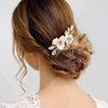 Flower Wedding Hair Comb for Bride White Flower and Gold Leaf Wedding Hair Pieces for Bridesmaids Flower Girl Bridal Hair Clips Hair Accessories for Party Prom Birthday
