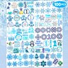 100 PCS Winter Onederland 1st Birthday Party Decorations Favors Supplies Blue Snowflake Snowman Winter Temporary Tattoos Stickers Gifts For Girls Boys Classroom School Prizes Reward