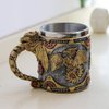 alikiki Medieval Steampunk Dragon Mug - Renaissance Mechanical Dragons Beer Stein Tankard Stainless Coffee Cup Father Day Gift Mug for Dragon Collector Lovers Themed Party Decoration (14OZ)