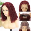 Jasperel 99j Burgundy Bob Lace Front Wigs Human Hair for Women 13x4 Hd Lace Frontal Short Curly Glueless Bob Wigs Pre Plucked Brazilian Remy Hair Wigs Wine Red Color 150 density 12 inch