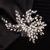 Teyglen Crystal Bridal Hair Comb Silver Rhinestone Headpiece for Wedding Handmade Pearl Crystal Beads Hair Piece Hair Accessories for Women Bride Girls(Silver)
