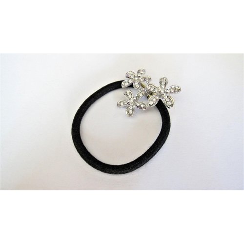 Generic Crystal triple flower shaped hair tie pony tail holder scrunchie
