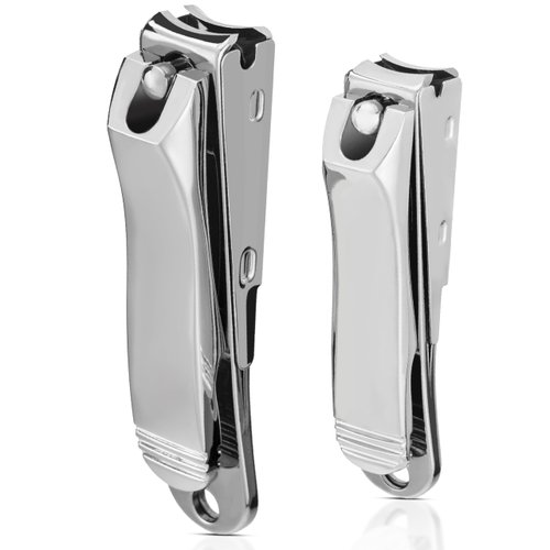 Alchemi 3D Curved Nail Clippers with Catcher for Men & Women, Surgical Grade Fingernail Clipper & Toenail Clipper for Thick Toenails, Professional Stainless Steel Nail Cutter, Box Included