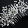 JWICOS Silver Bride Wedding Hair Comb Crystal Pearl Flower Bridal Headpiece Hair Accessories for Women and Girls