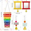 5 Pieces Hen Chicken Toys Chicken Coop Mirrors Colorful Wooden Xylophone Bird Toy Hanging Parrot Grindstone Bird Beak Stones Dangling Bird Toys with Bells for Chicks Parrots Birds Hens