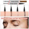 Microblading Eyebrow Pen - 2-in-1 Dual-Ended Eyebrow Pen with 4-Fork-Tip & Eyebrow Brush and Sealing Brow Gel, Creates Natural Looking Brows Effortlessly (Light Brown)