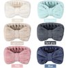 WILLBOND 6 Pack Microfiber Bowtie Headbands Elastic Makeup Headbands Wash Spa Yoga Sports Shower Adjustable Hair Band for Women(Pink, Blue, White, Dark Grey, Camel, Cyan)