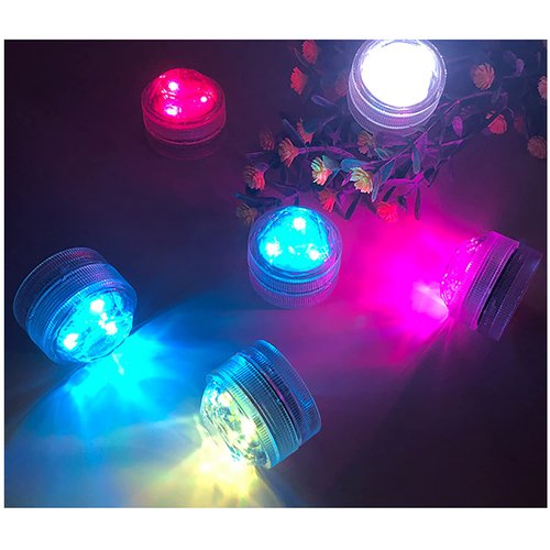 Mini Submersible LED Lights with Remote, Small Underwater Tea Lights Waterproof, Flameless Candles Battery Operated,1.2" RGB Multicolor Tealights for Vase Pool Pond Camping Christmas Party Decor