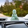 Gralara Little Monk Figurine, Solar Dancing Toys Shaking Head Dolls, Buddha Monks Statue Car Ornament, Bobble Head Toy for Home Office Desk Decor, Green, S