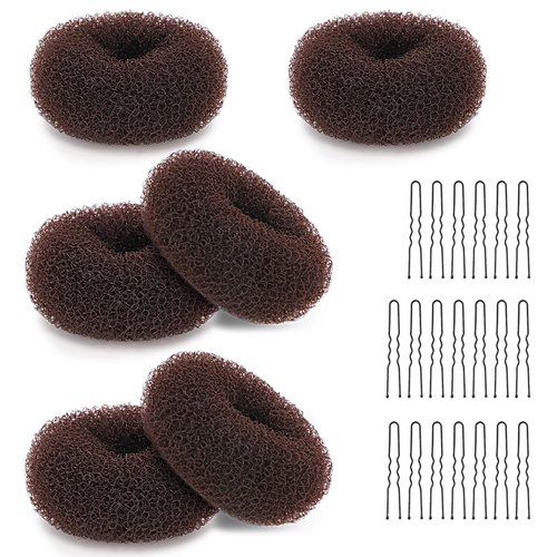 Eduftis 6Pcs Hair Bun Maker, Bun Maker for Girls Hair Buns Hair Piece, French Hair Bun Accessories for Women, Teenitor Donut Hair Bun Maker Hair Net, Versatile Hair Accessory for All Hair Types
