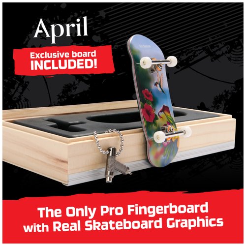 TECH DECK, April Pro Series Finger Board with Storage Display, Built for Pros; Authentic Mini Skateboards, Kids Toys for Ages 6 and up