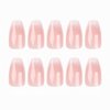 Medium Length Press on Nails Nude French Tip Fake Nails Pink White Gradient False Nails Glossy Natural Glue on Nails Reusable Acrylic Artificial Nails for Women Girls Nail Manicure Decoration 24pcs