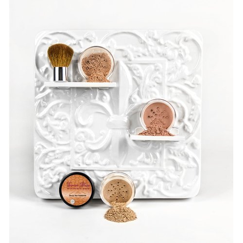 4pc KIT w/KABUKI BRUSH Mineral Makeup Bare Set Full Coverage Concealer Blush Foundation Powder (Beige)