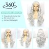 Ebingoo 26 Inch Silver Gray Lace Front Wig+Wig Cap Long Wavy Silver Wig for Women White Curly Lace Front Wig Natural Silver Princess Wig for Halloween Cosplay Synthetic Hair Wigs for Women Daily Wear