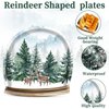Naozinebi 50Pcs Winter Party Plates Winter Forest Tableware Set Party Decorations Christmas Tree Elk Disposable Paper Dessert Plates Crystal Ball Shaped Dinnerware for Xmas Holiday Party Supplies