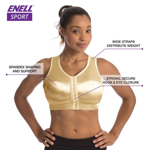 ENELL Women's Full Coverage High Impact Sports Bra (100) (US, Numeric, 1, Regular, Regular, Ecru)