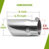 AUTOSAVER88 2.5 Inch Inlet Exhaust Tip, 2.5" Inlet 3" Outlet 6" Overall Length Chrome Polished Stainless Exhaust Pipe Tip for 2.5" Outer Diameter Tailpipe, Rolled Angle Cut, Bolt/Clamp-On, Universal