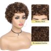 Quantum Love Short Curly Human Hair Wigs for Black Women Mix Brown 6 Inches Afro Kinky Curly Brazilian Virgin Human Hair Short Pixie Cut Wigs