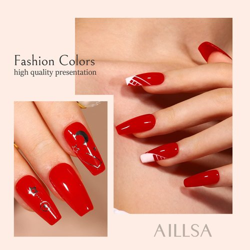 AILLSA Dip Powder Classic Red for Christmas, Red Dip Powder Nail 1 Oz Nail Dipping Powder French Nail Art for Starter Manicure Salon DIY at Home, Fall Winter Dip Powder Colors Long Lasting