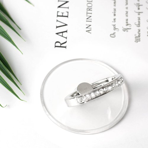 [2 Pack] Transparent Diamond Setting Cell Phone Ring Holder Stand,360 Degree Rotation and 180 Degree Adjustable Finger Ring Kickstand with Polished Electroplated Phone Grip (Round)