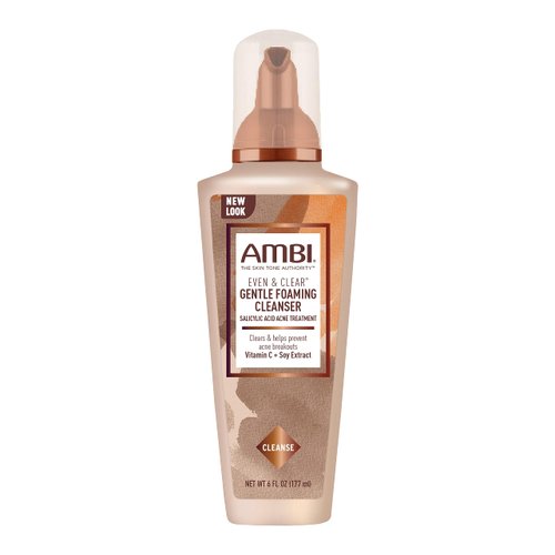 Ambi Even and Clear Foaming Cleanser, Salicylic Acid Acne Treatment, Clears and Helps Prevent New Acne Breakouts, Helps Visibly Improve Skin Tone and Texture, 6 Fl Oz